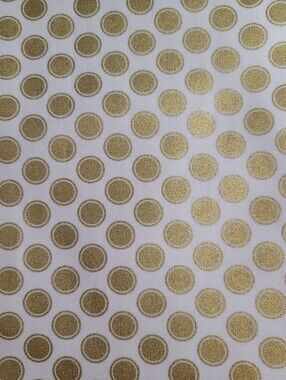 Riley Blake Postcards For Santa Gold Polka Dot Fabric (1094)